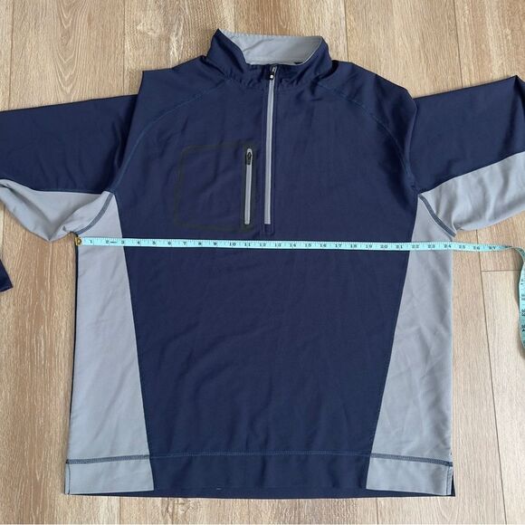 FootJoy Half Zip Golf Pullover Jacket Men Large Navy Blue Gray Zip Pocket - Picture 7 of 10